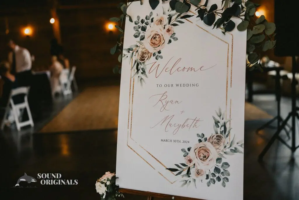 Wedding invitation card stands pretty at Stoneyman Valley Ranch Wedding