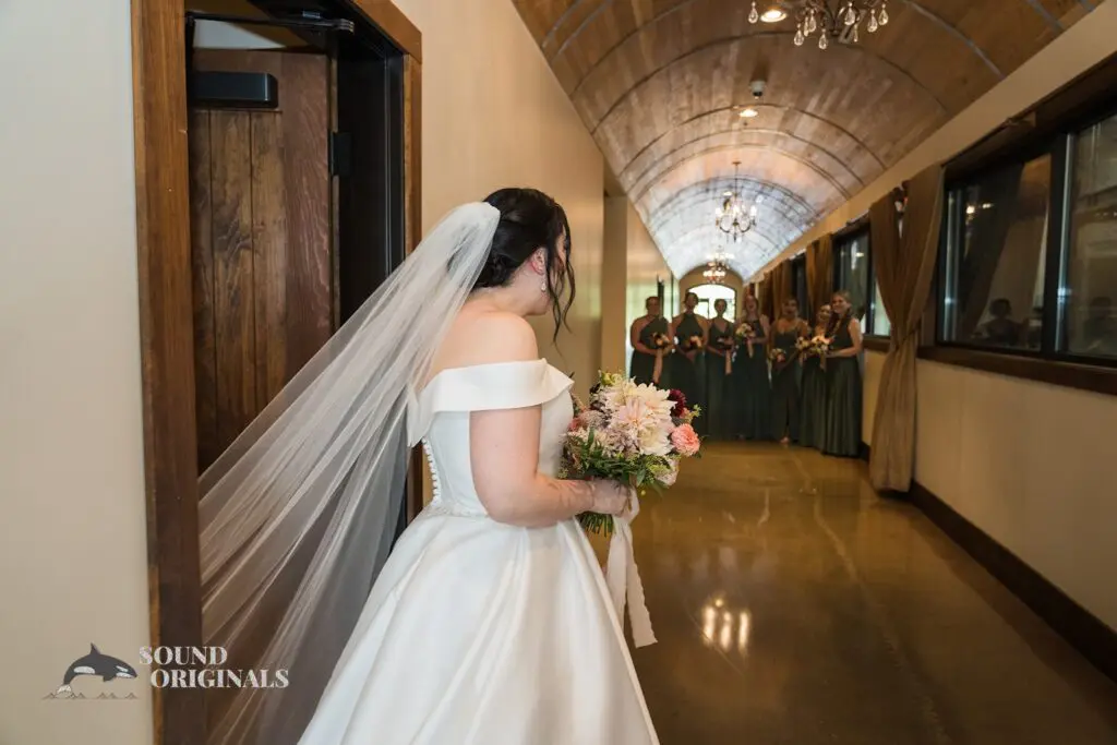 Bridesmaids in awe of stunning bride at Folino Estate Winery