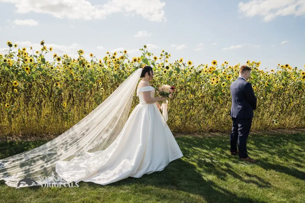 First sight of each other on their wedding day at Folino Estate Winery