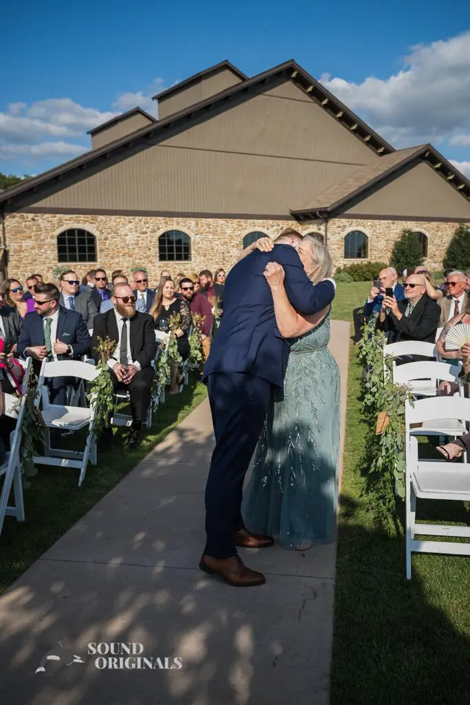 Mother with happy tears for his son on his wedding day at Folino Estate Winery