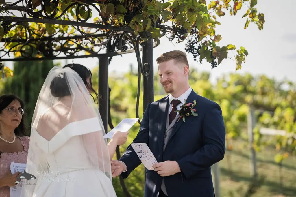 Exchanging vows at Folino Estate Winery