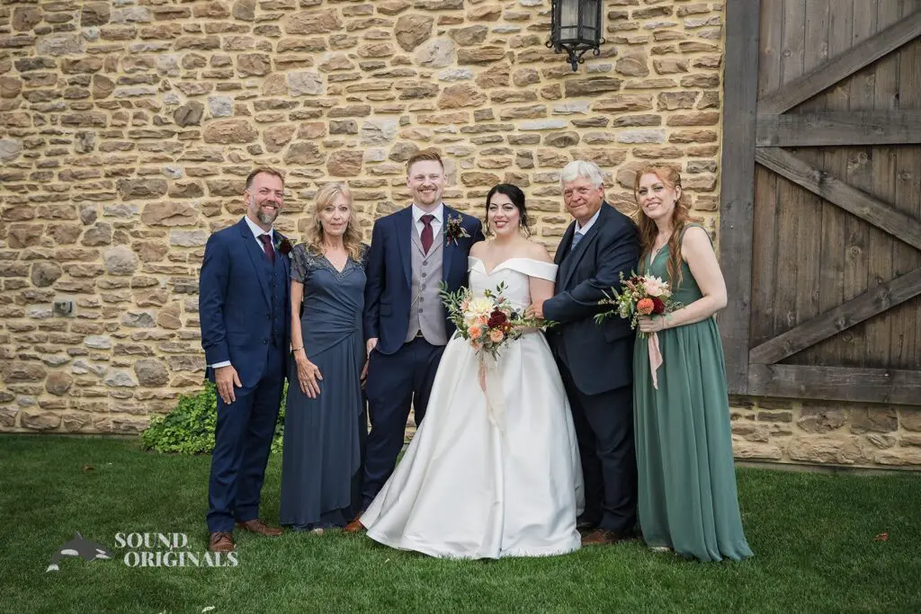 Newlyweds with bride's side of the family at Folino Estate Winery