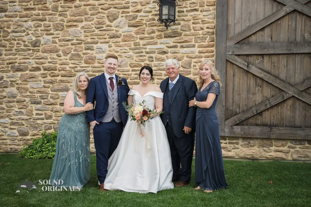 newlyweds with their immediate family at Folino Estate Winery