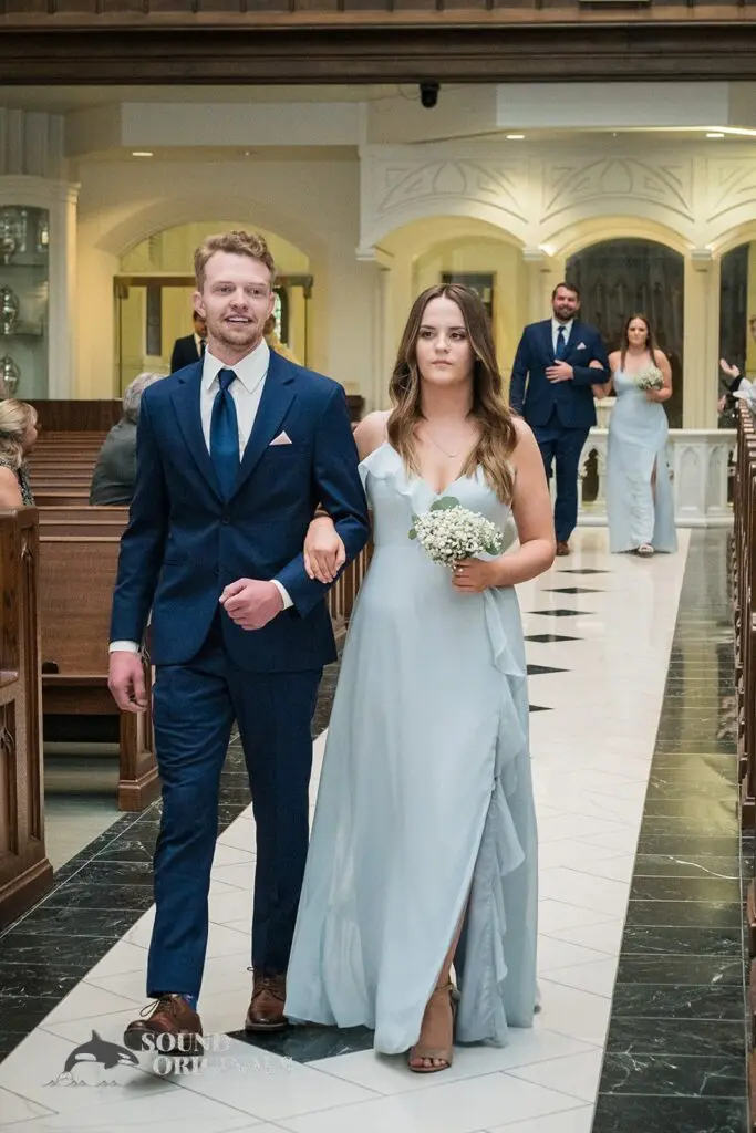The entrance of the bridal party at the Cathedral Basilica of the Immaculate Conception Wedding