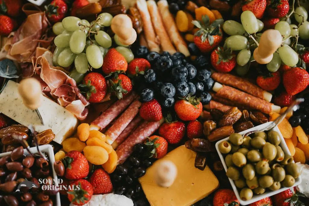 A beautiful tray of assorted fruits at The Carey Gardens Wedding
