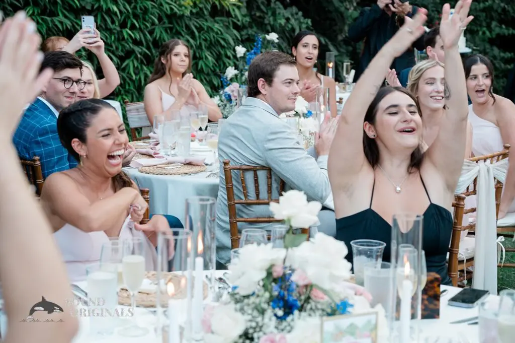 Guests cheering at The Palms Hotel & Spa Wedding reception