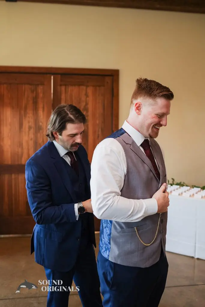 Groom getting ready for his wedding at Folino Estate Winery