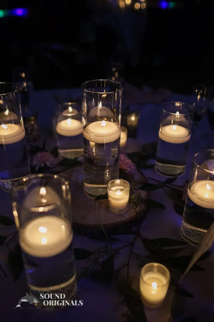 Beautiful floating candles at Folino Estate Winery