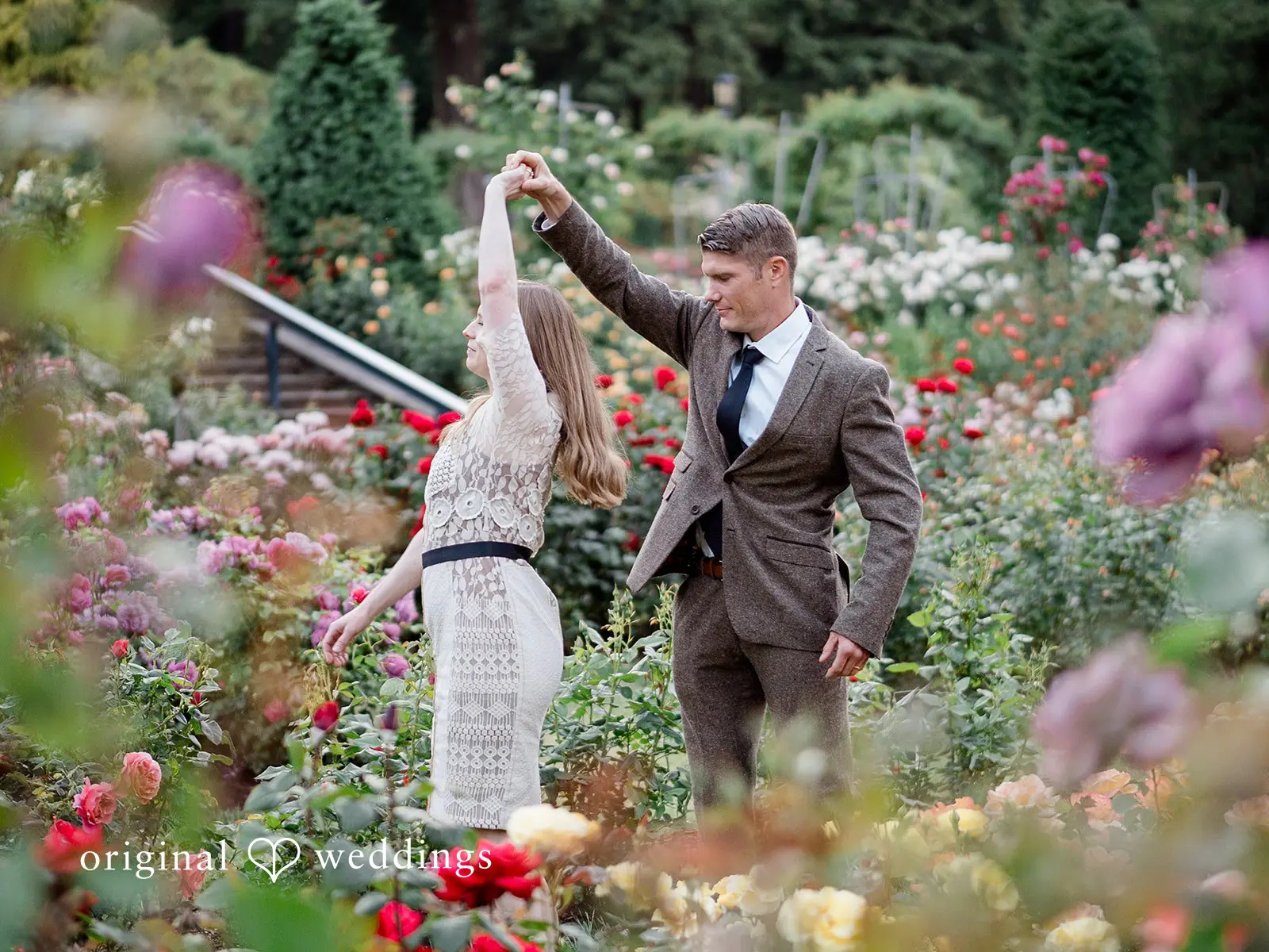Portland International Rose Garden Engagement // Elizabeth & Daniel -