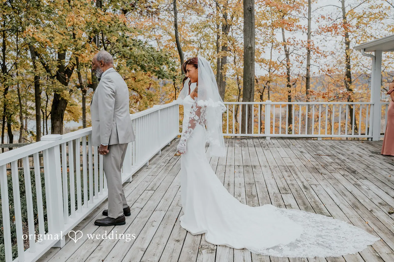 Kamaria + Chris A beautiful portrait of the bride about to unveil herself to her father at Apple Blossom Resort