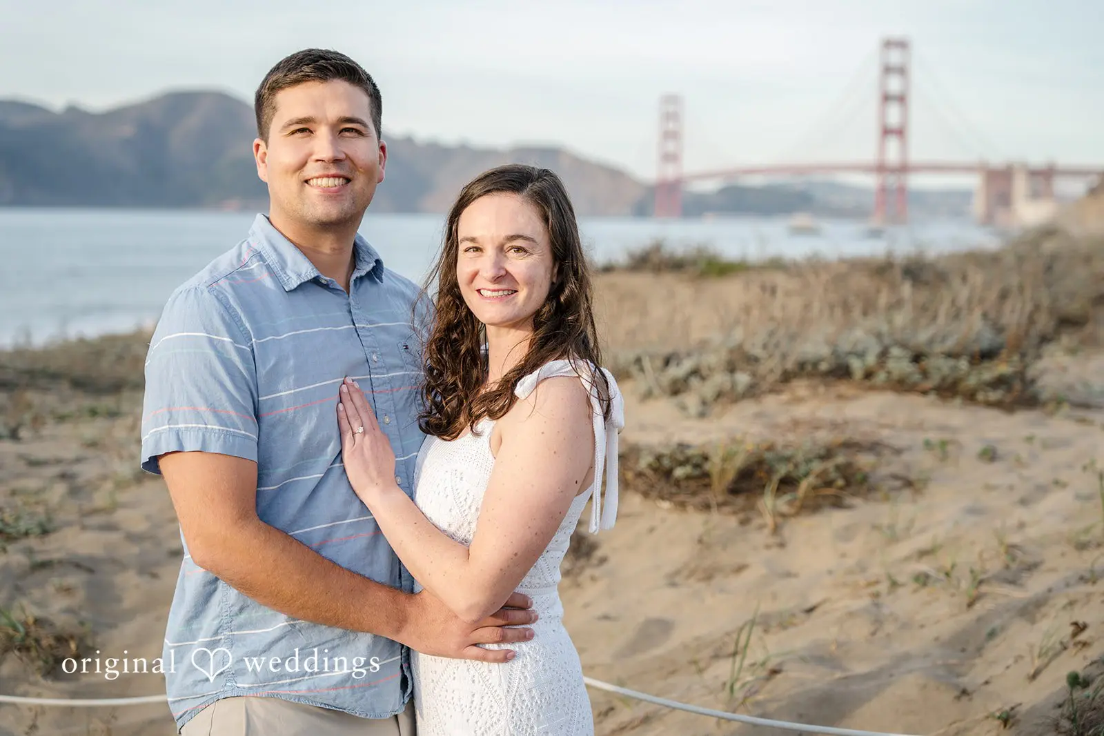 Daniel + Karen A quiet and happy moment for the couple at Baker Beach