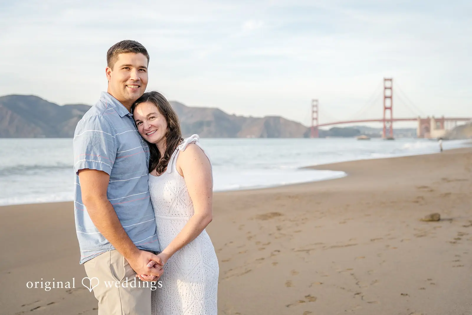 Daniel + Karen A close shot of the couple at Baker Beach