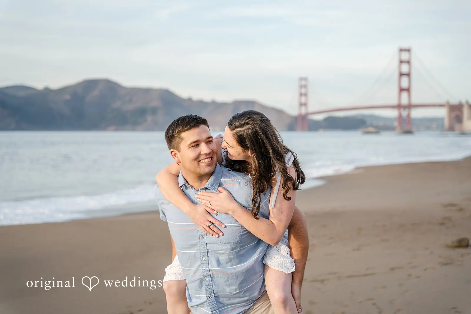 Daniel + Karen A close shot of the couple having fun at Baker Beach