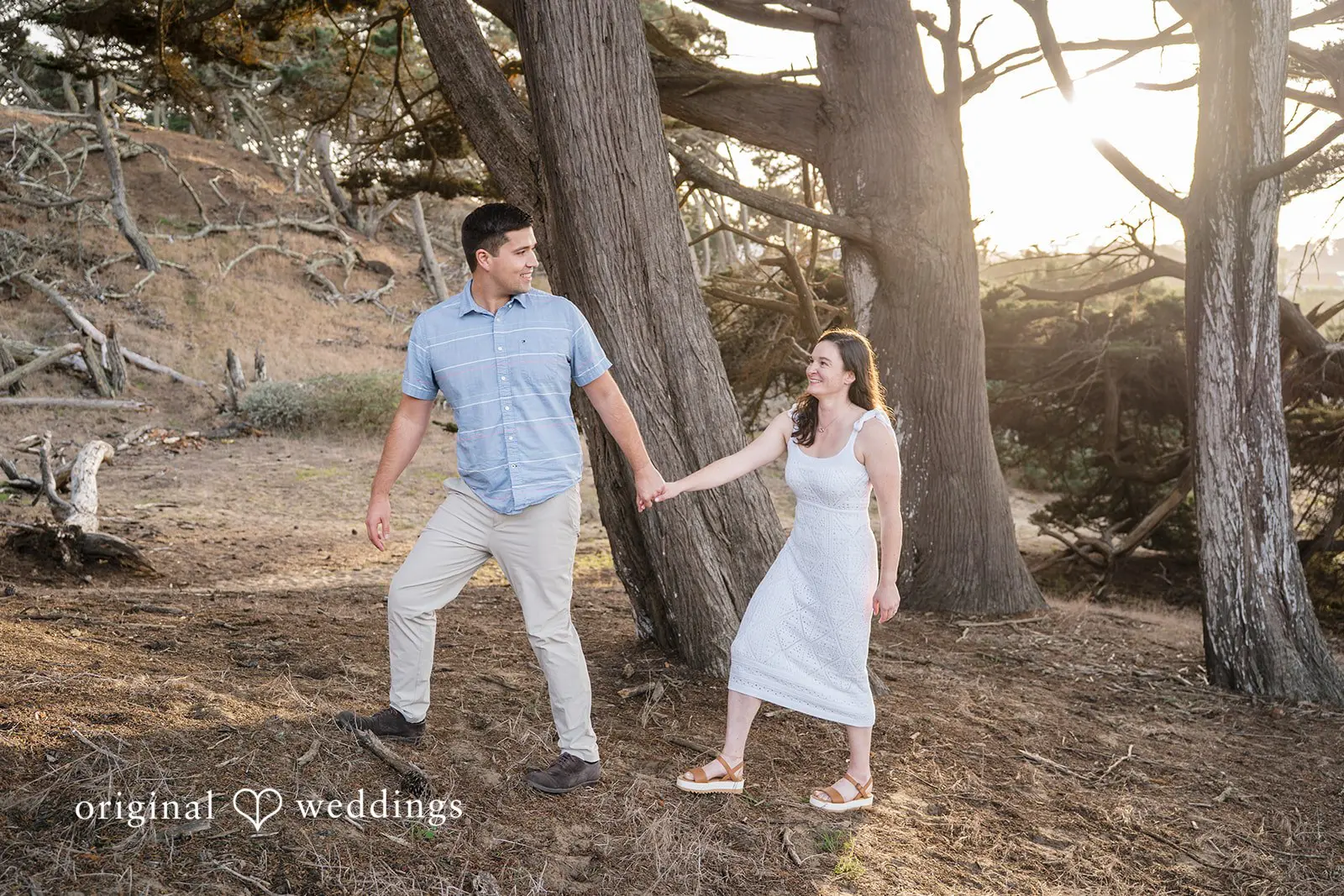 Daniel + Karen The couple taking a walk at Baker Beach