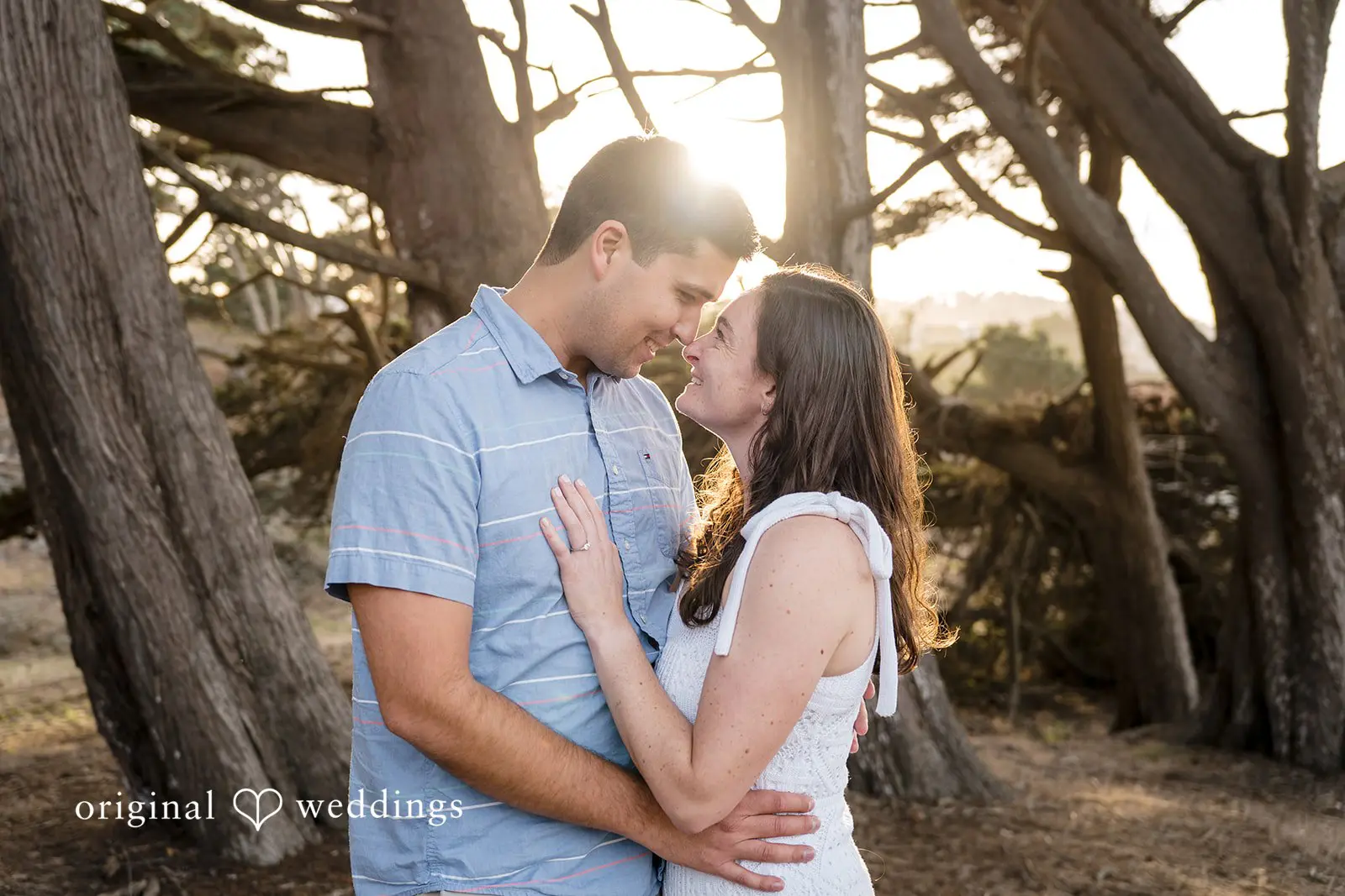 Daniel + Karen A romantic moment between the couple at Baker Beach