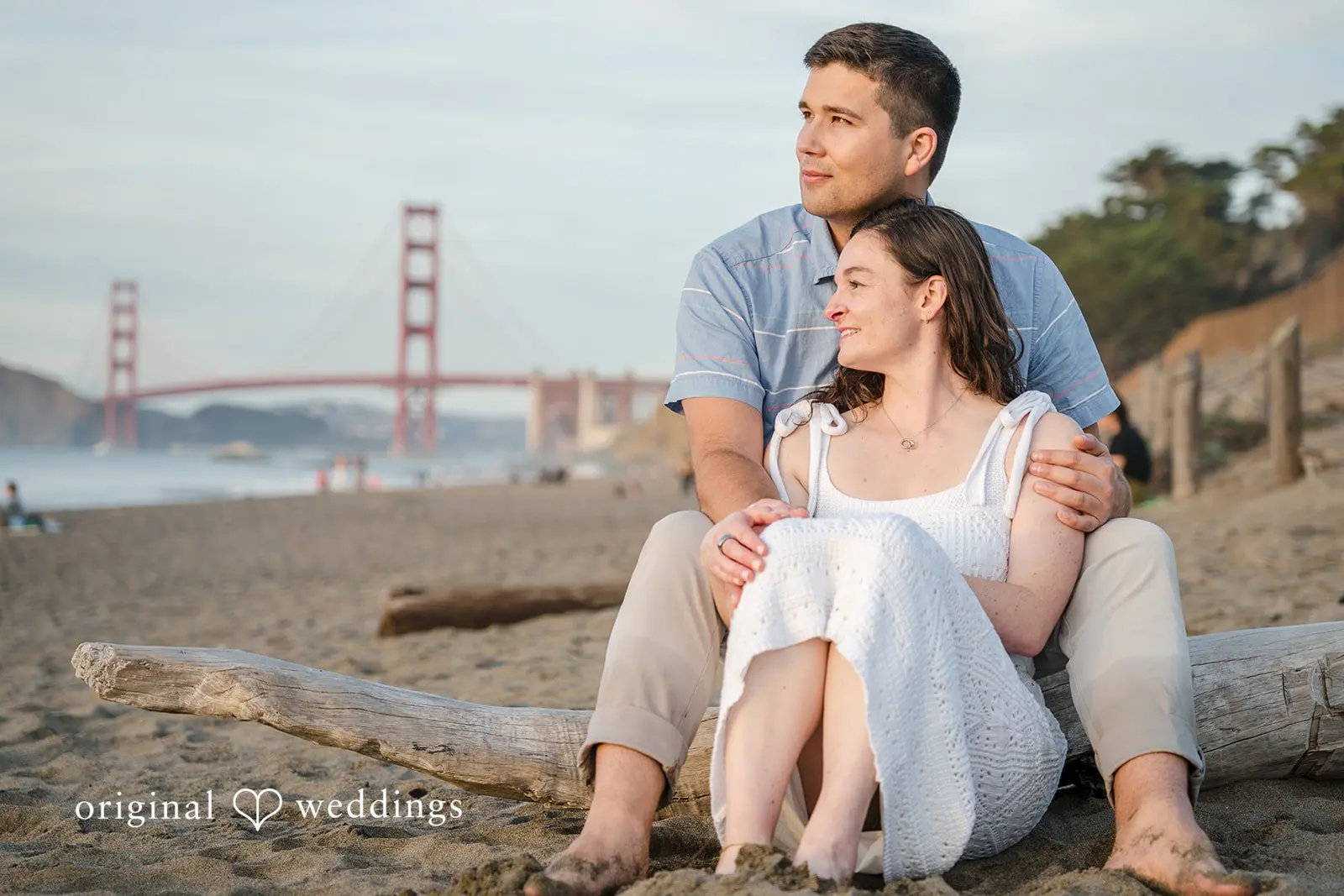 Daniel + Karen A look-away portrait of the couple by the beach