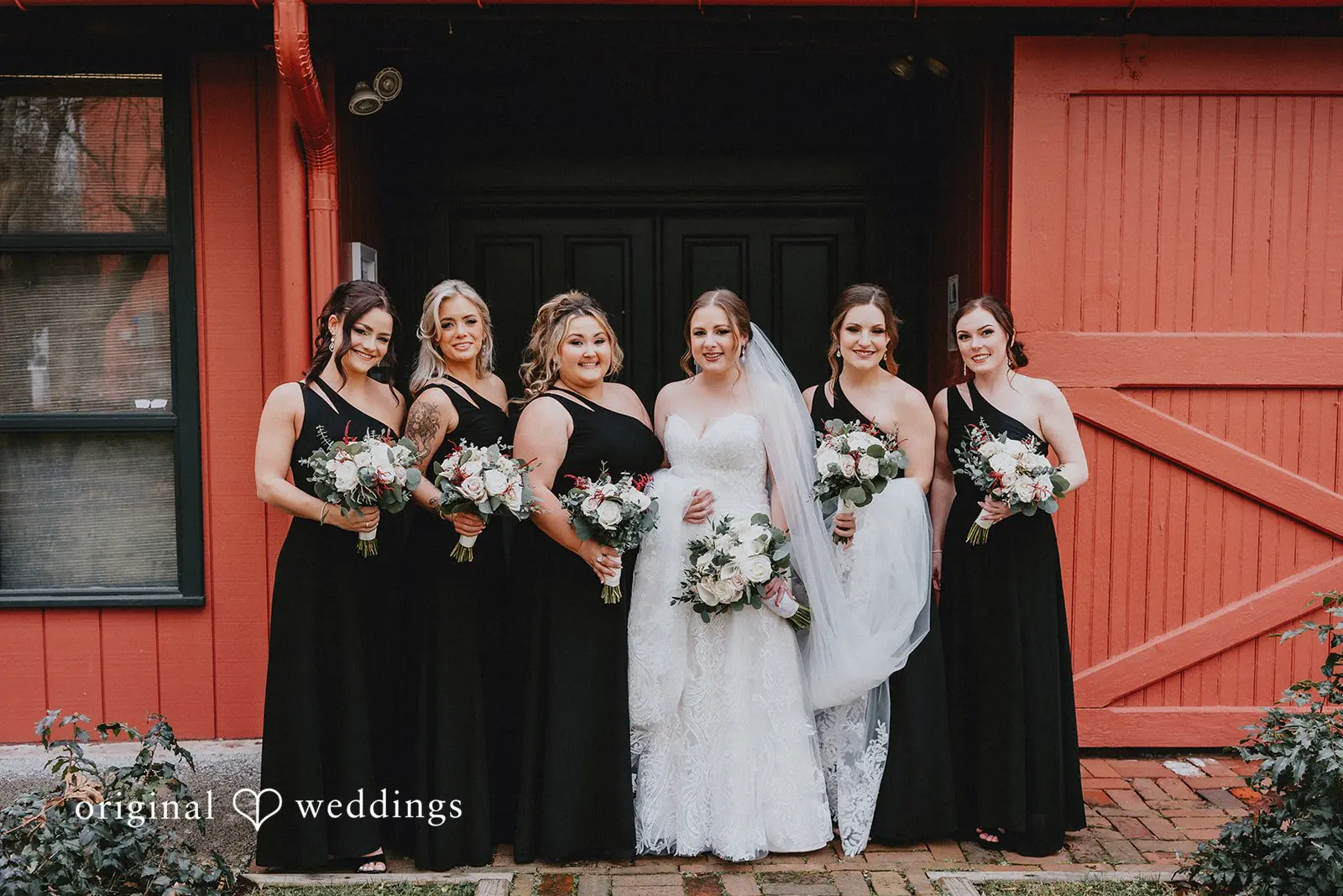 Stephanie + Zachary A stunning portrait of the bride and her bridal party