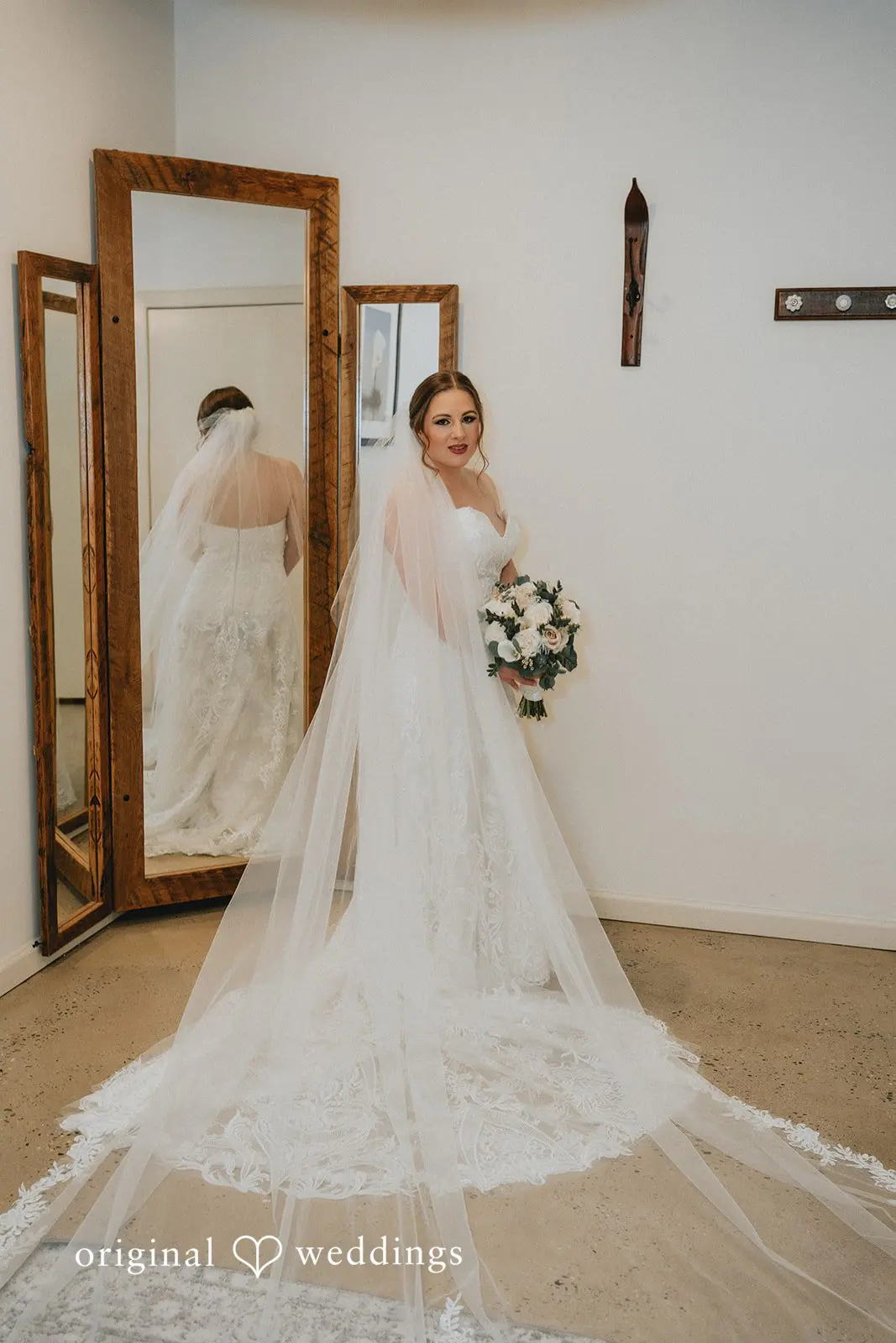 Stephanie + Zachary A stunning portrait of the bride at Bishop Farmstead before the wedding ceremony