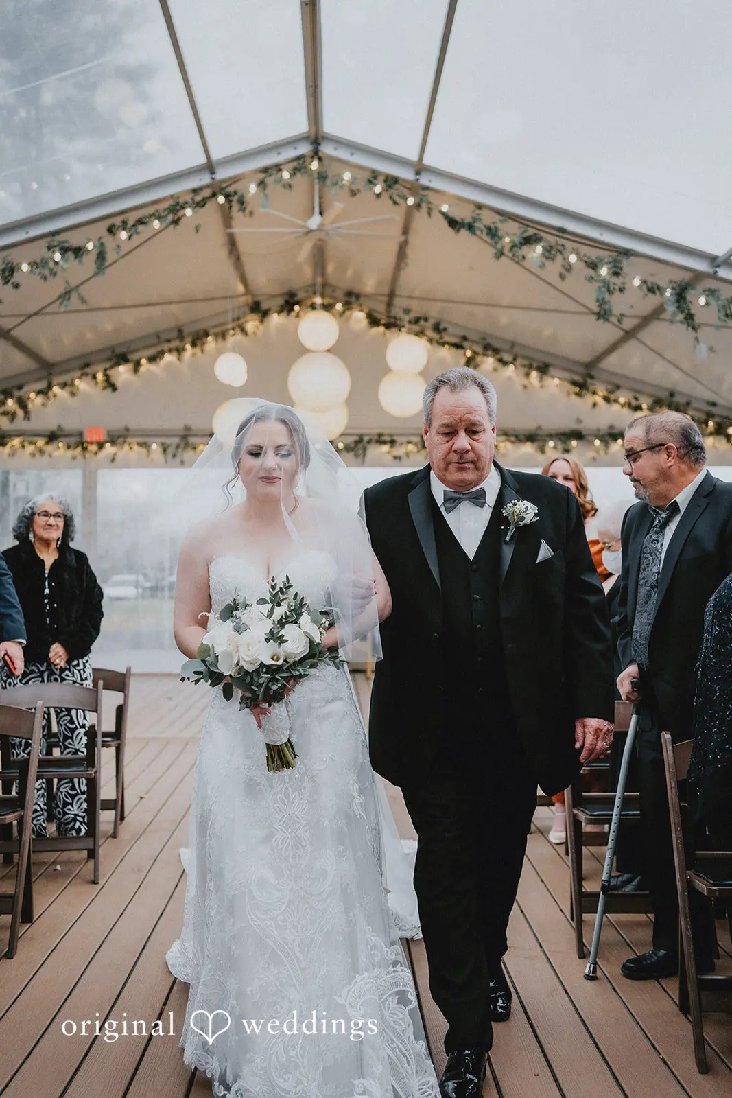 Stephanie + Zachary An emotional moment, the bride's father walks the bride down the aisle