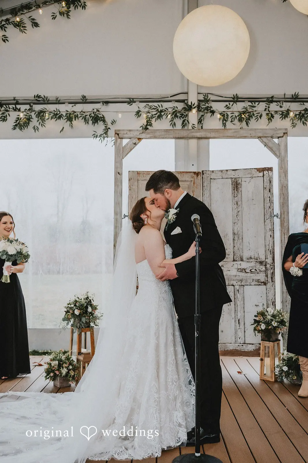Stephanie + Zachary The bride and groom's first kiss