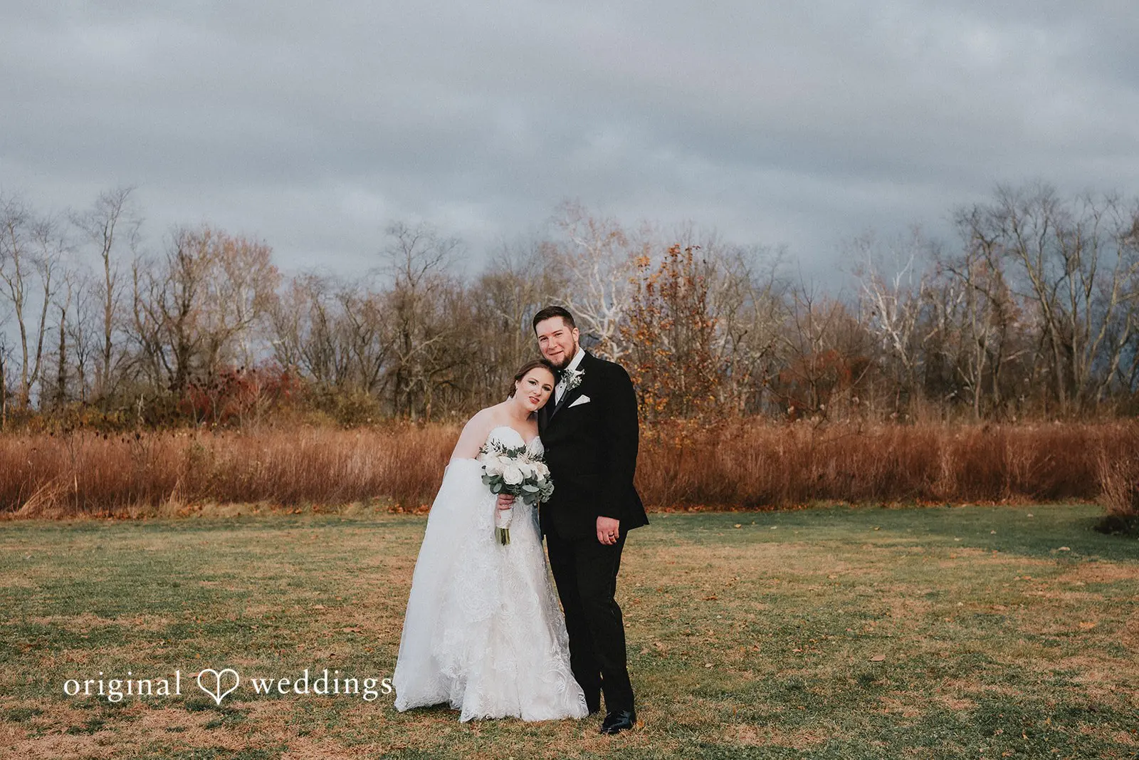 Stephanie + Zachary A gorgeous portrait of the bride and groom at Bishop Farmstead