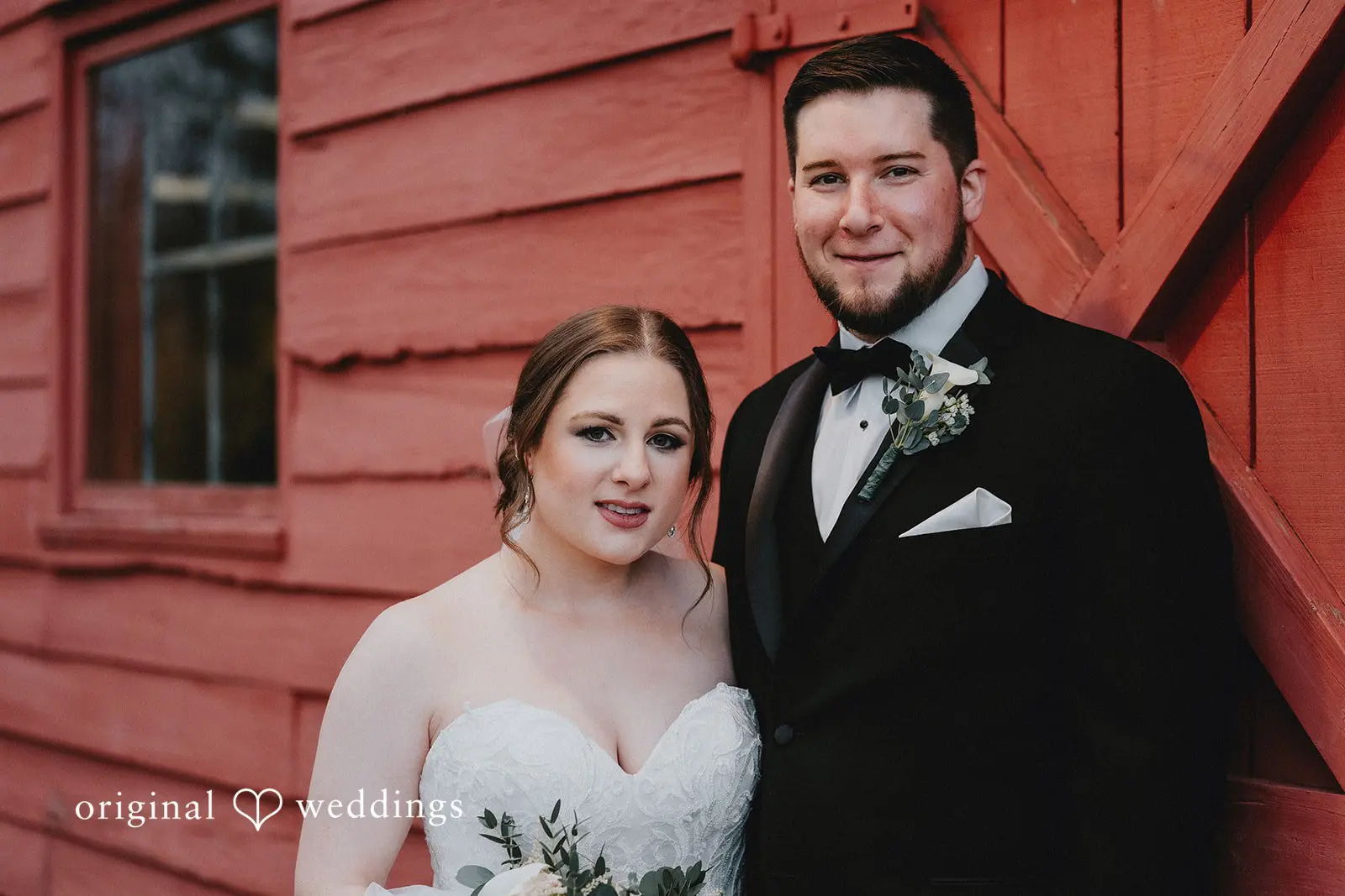 Stephanie + Zachary The bride and groom after the wedding ceremony at the Bishop Farmstead