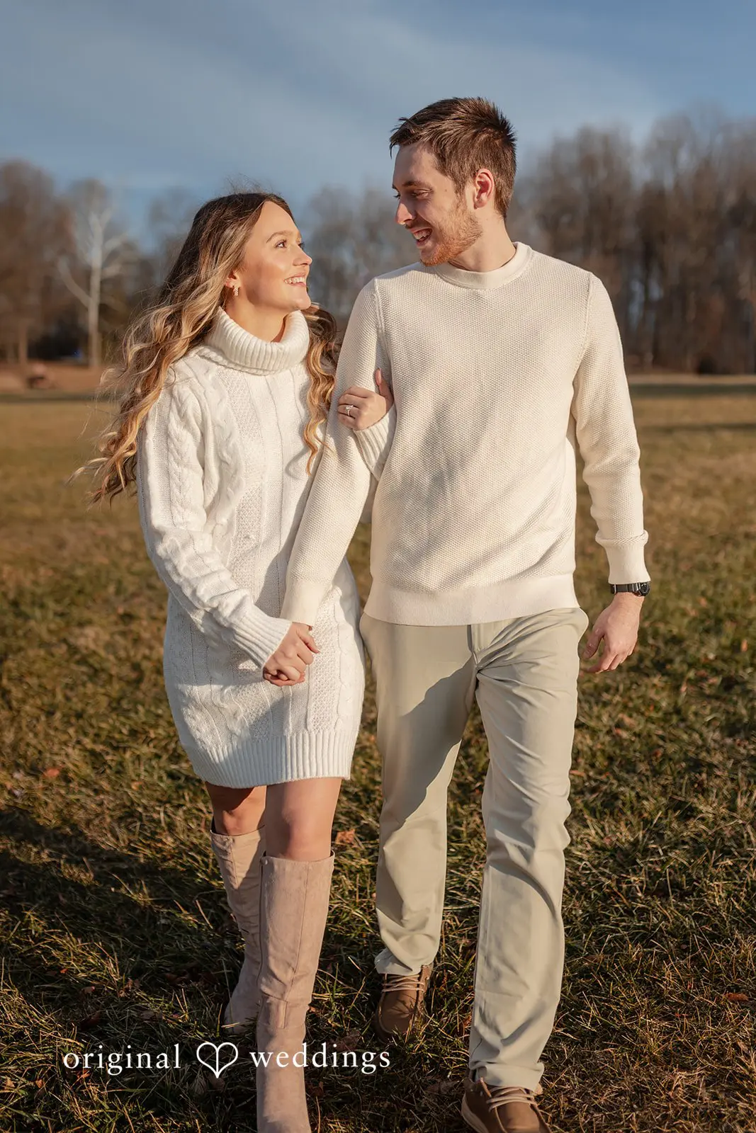 Rosemary + James A romantic portrait of the couple taking a walk at Black Hill Regional Park