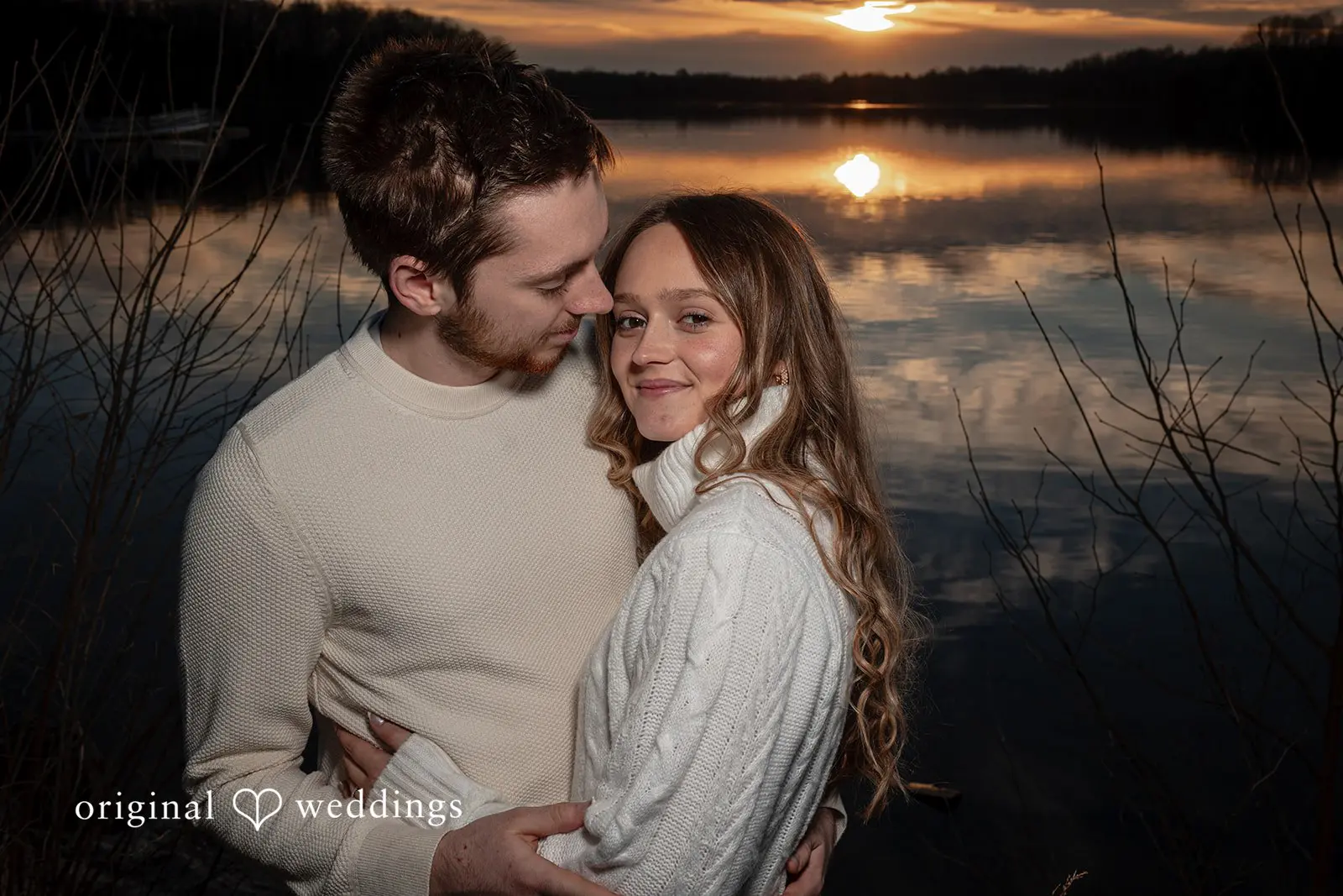Rosemary + James Our Washington DC wedding photographer captured a warm evening portrait of the couple at Black Hill Regional Park