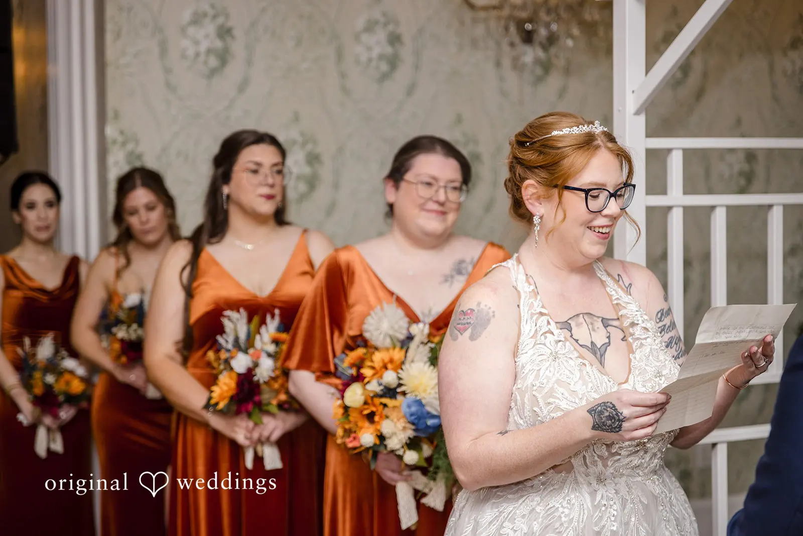 Bride reading her vows to the groom at The Buck Hotel wedding ceremony