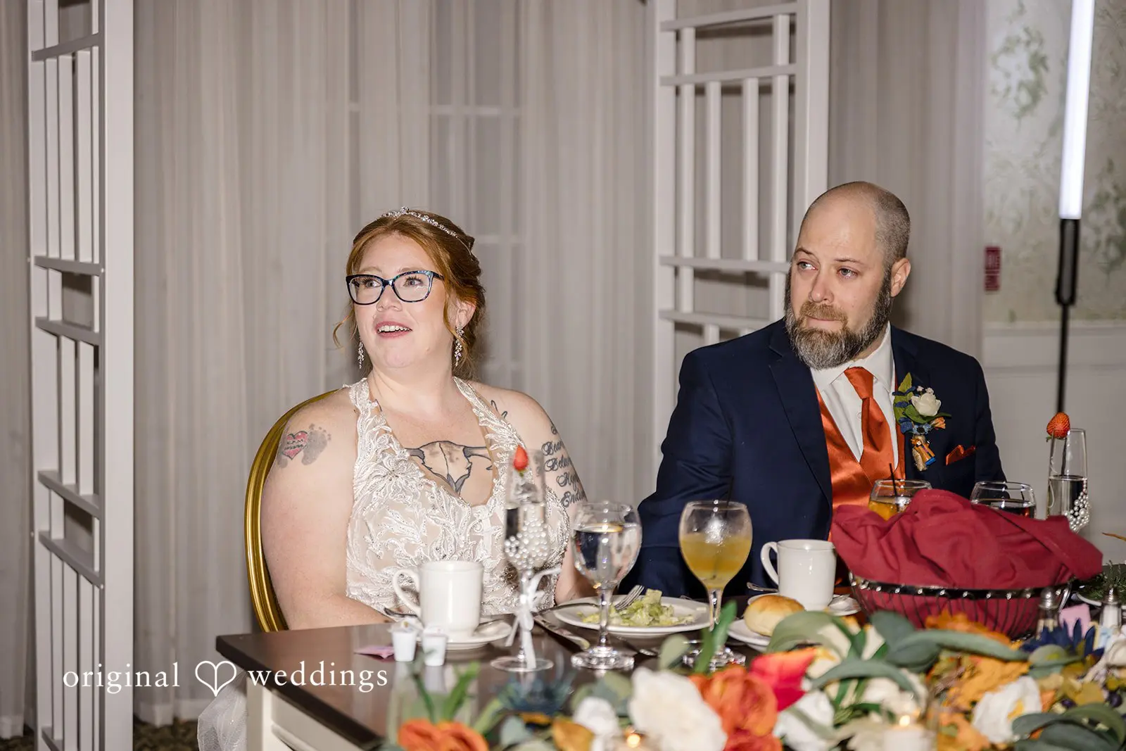 The bride and groom at their reception