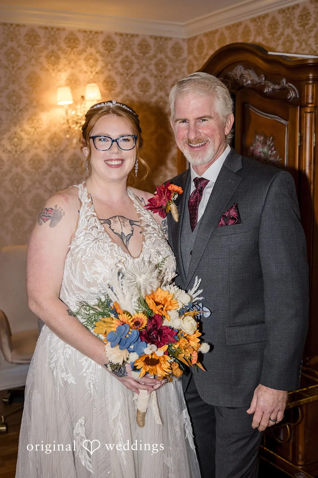 A beautiful portrait of the bride and her father at the Buck Hotel