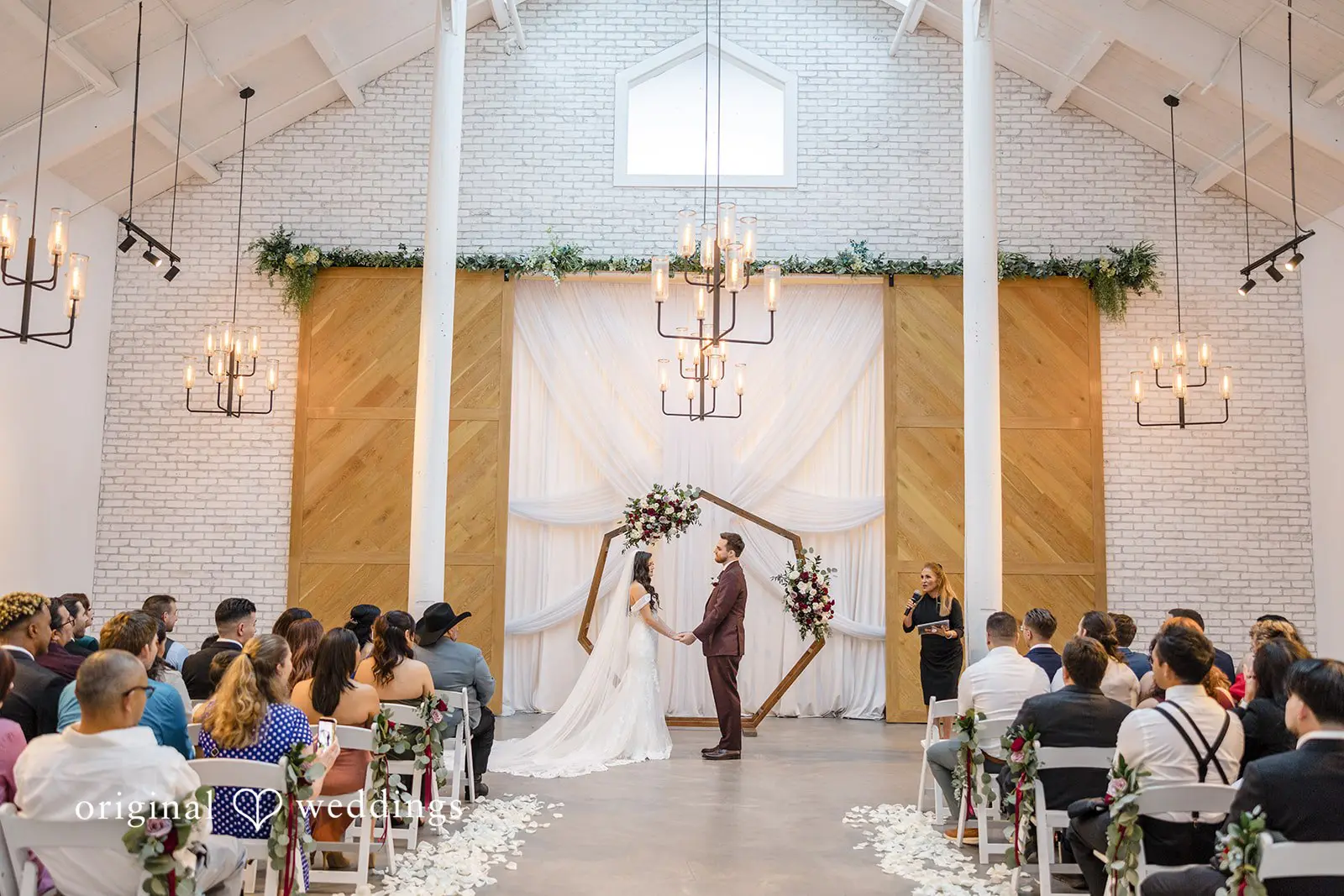 The bride and the groom about to wed at Carlsbad Windmill