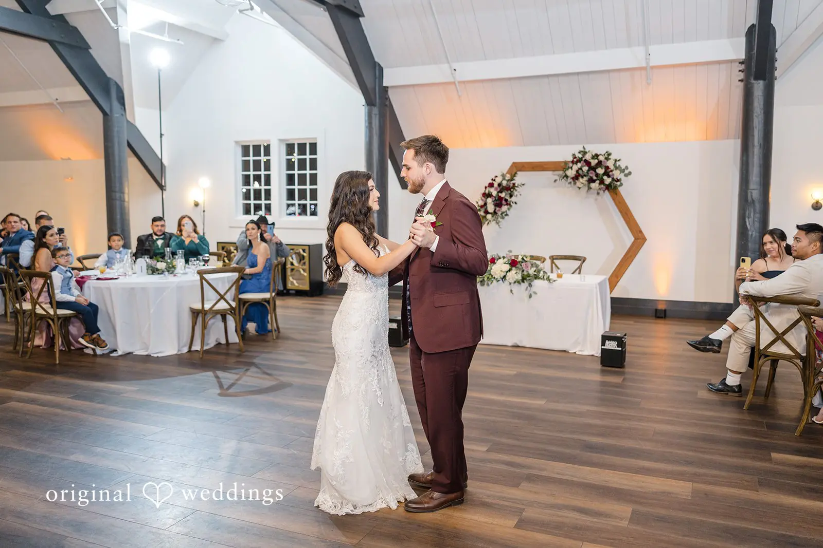The couple's first dance at their wedding reception