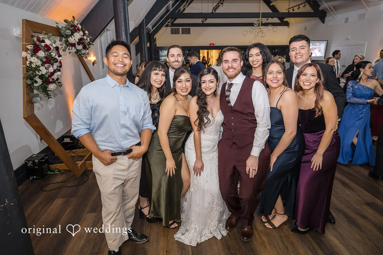 A beautiful portrait of the couple with their wedding party