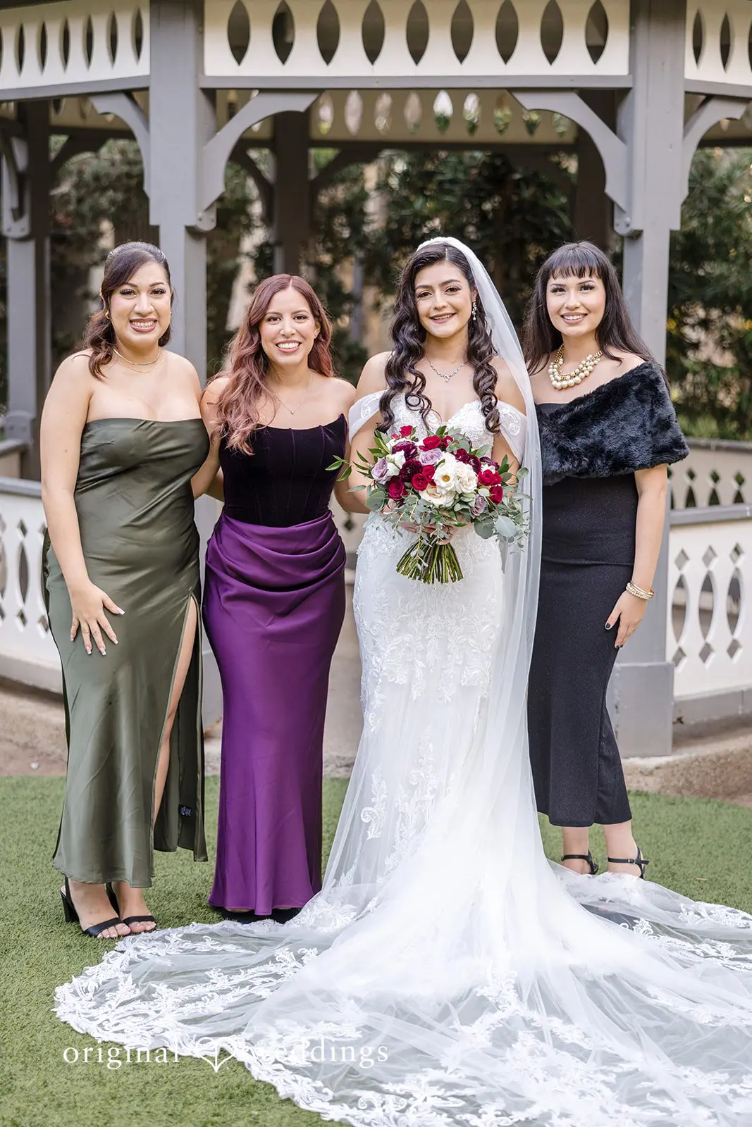 A beautiful portrait of the bride and her friends at Carlsbad Windmill