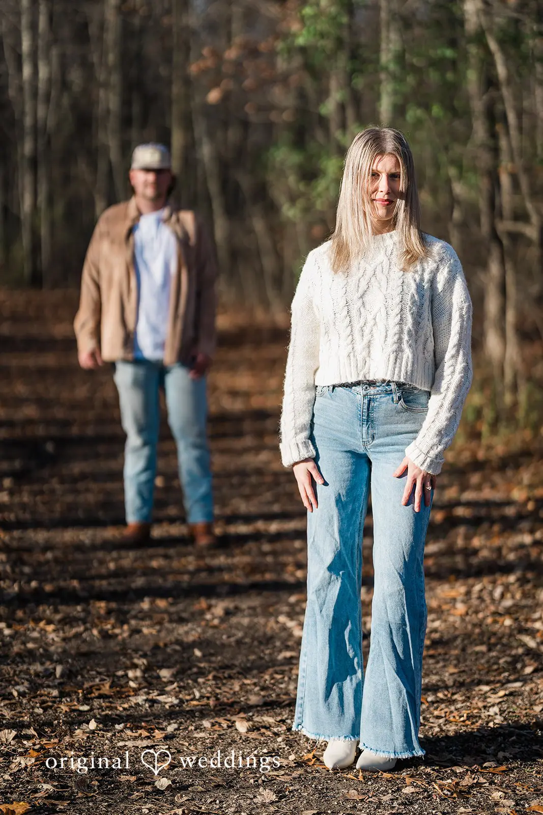 A portrait of the couple at the outdoors