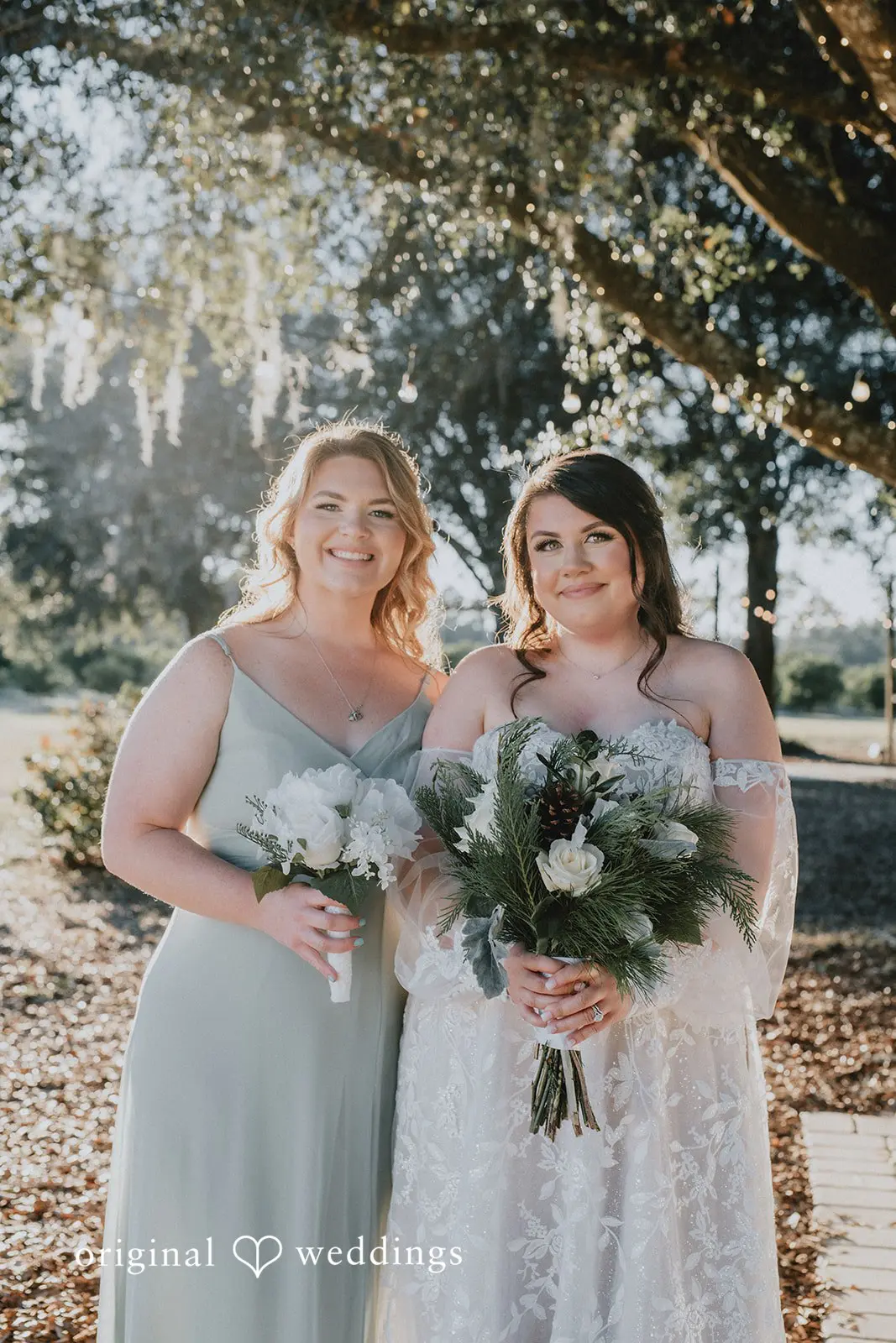 Marisa + Jessica A stunning portrait of the bride and her bridesmaid at Ever After Farms Citrus