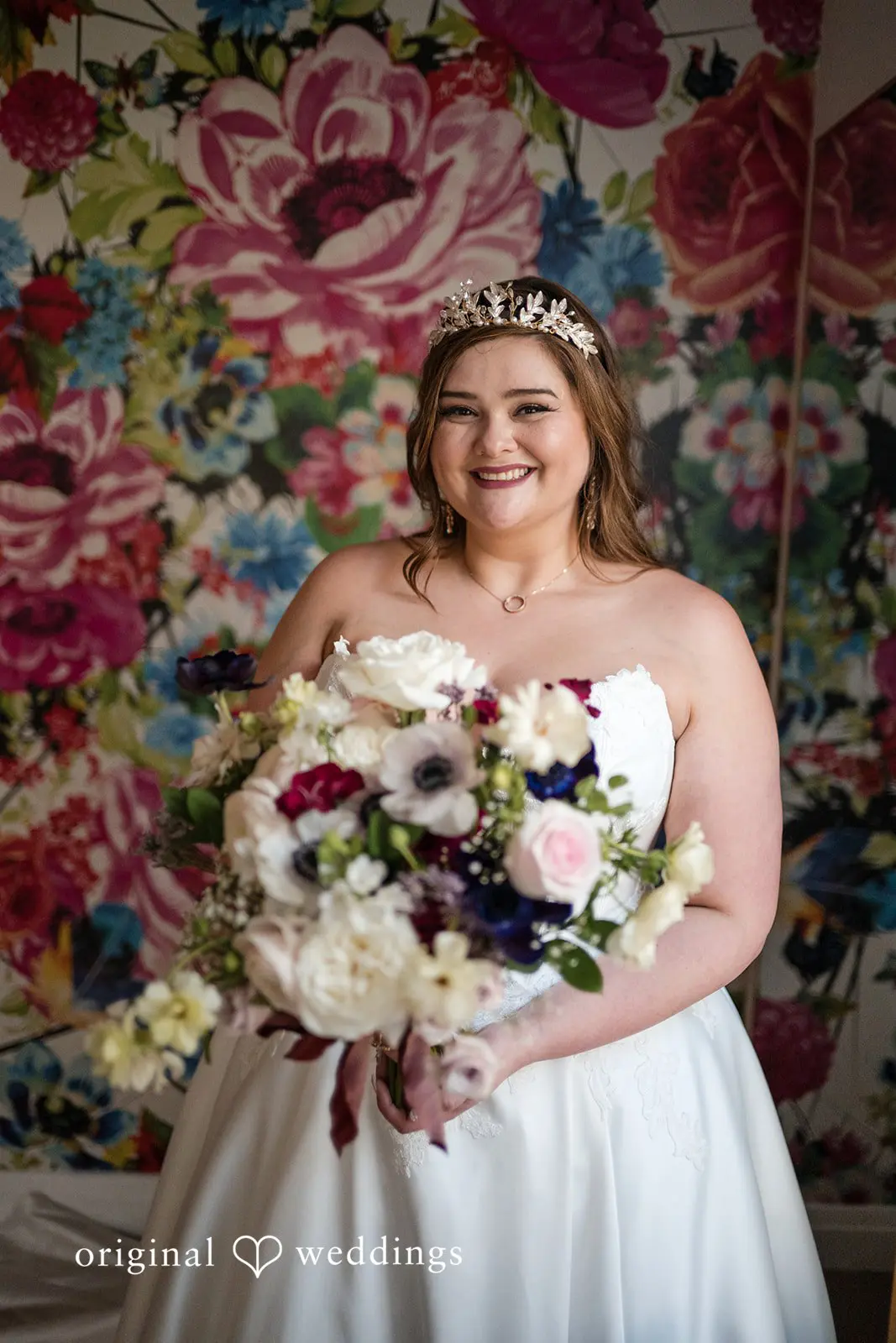 Ashley + David A beautiful portrait of the bride with her huge bouquet