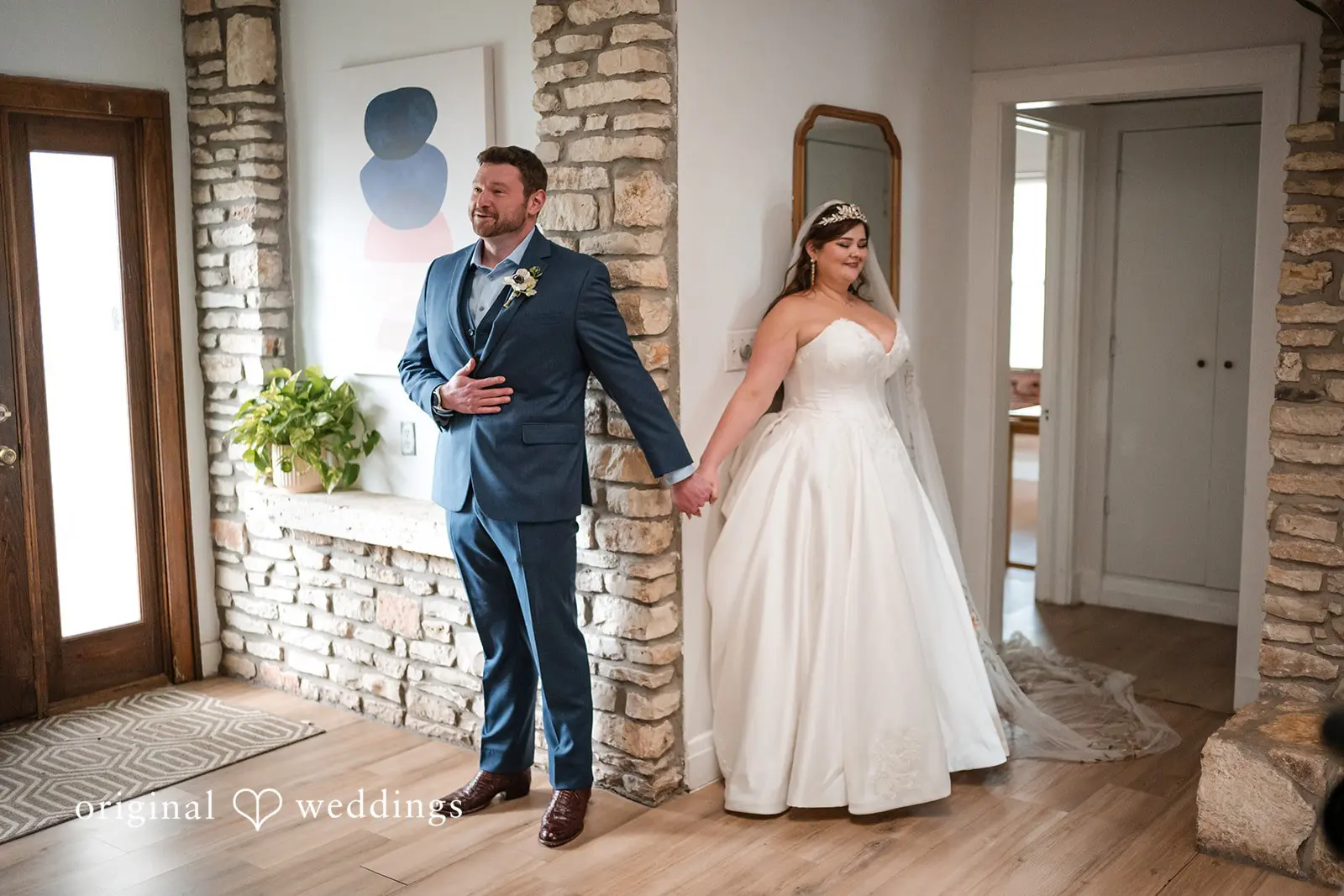 Ashley + David Our Austin wedding photographers took a beautiful shot of the bride and groom before the wedding ceremony
