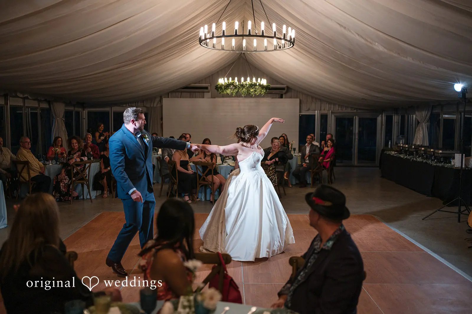 Ashley + David The bride and groom having a nice time at their reception