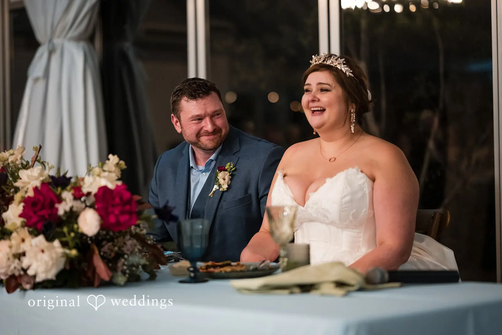 Ashley + David Happy moment of bride and groom at their wedding reception