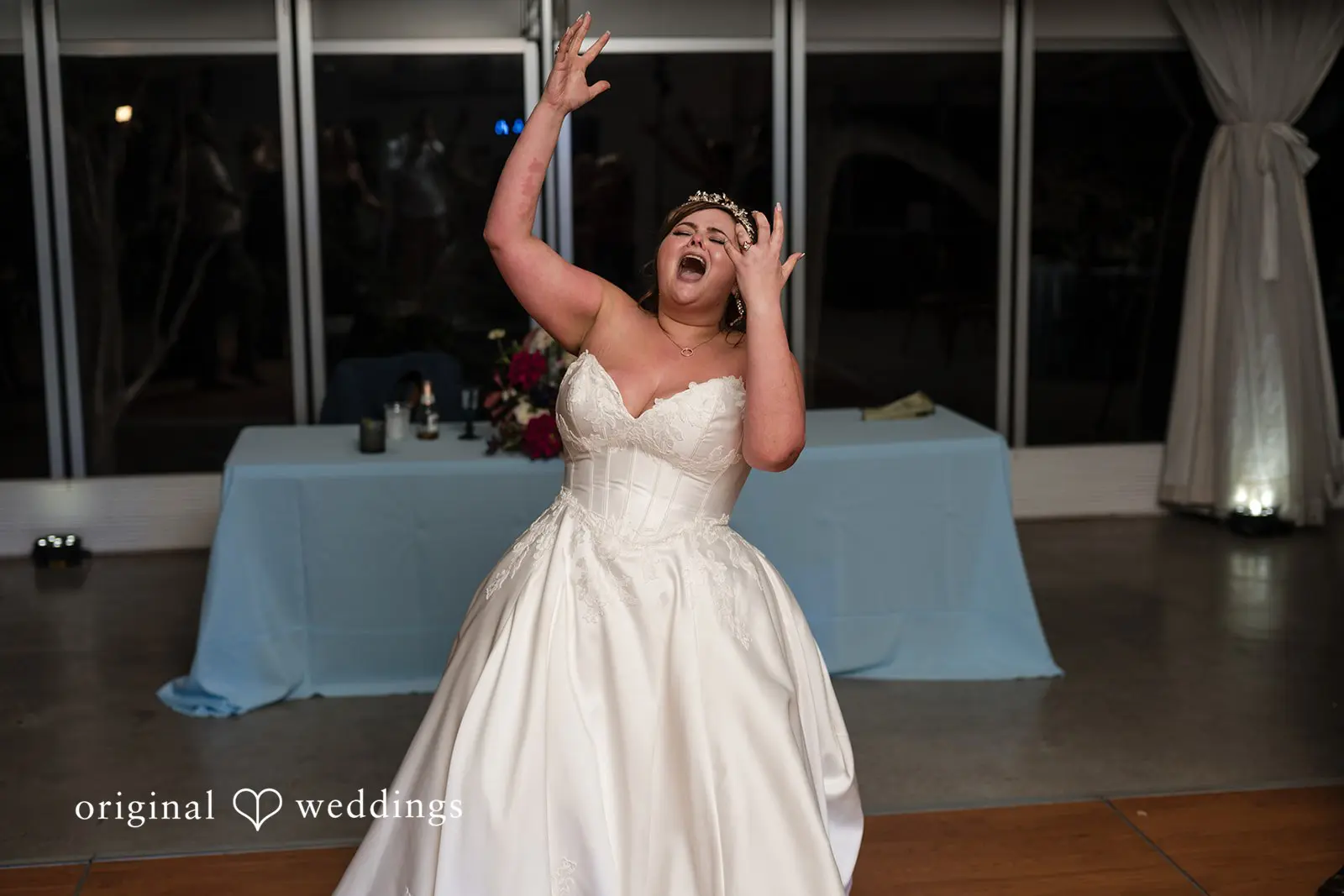 Ashley + David An emotional bride at her wedding reception