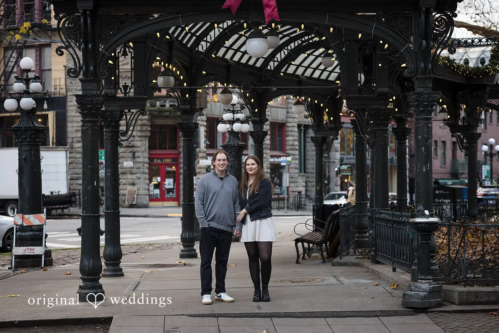 Our Seattle wedding photographer captured a beautiful portrait of the couple at Old Town Issaquah