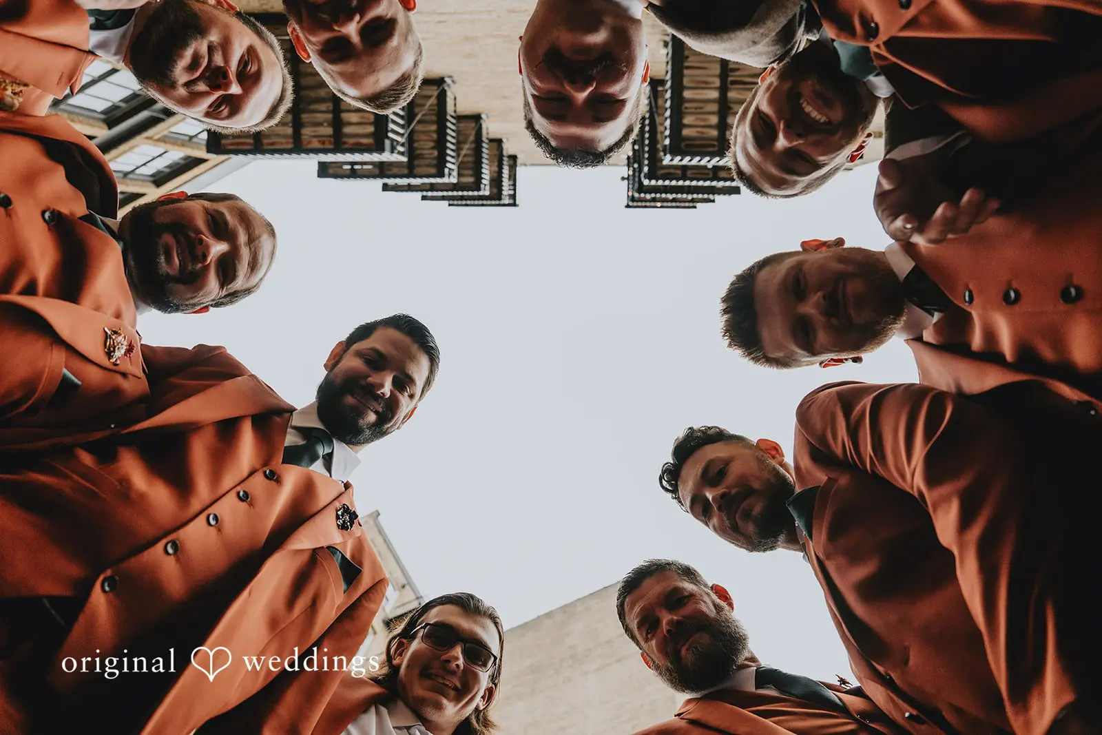 Hayden + Abby Stylish headshots of the groom and groomsmen
