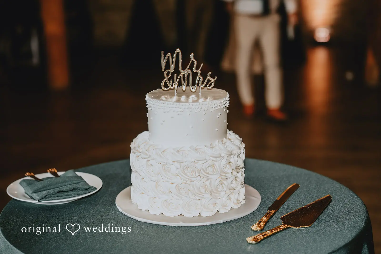 Hayden + Abby Elegant all-white wedding cake at Pritzlaff Events reception