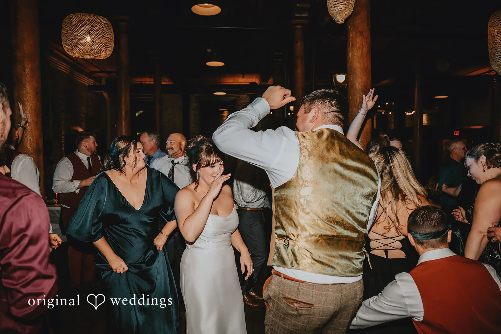 Hayden + Abby Couple's joyful dance time with guests at Pritzlaff Events' wedding reception