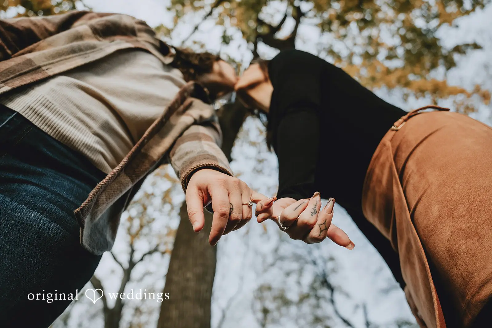 A romantic close-up shot of the couple at Prospect Park