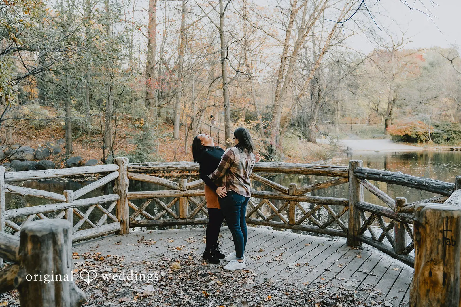 A happy portrait of the couple at the dock
