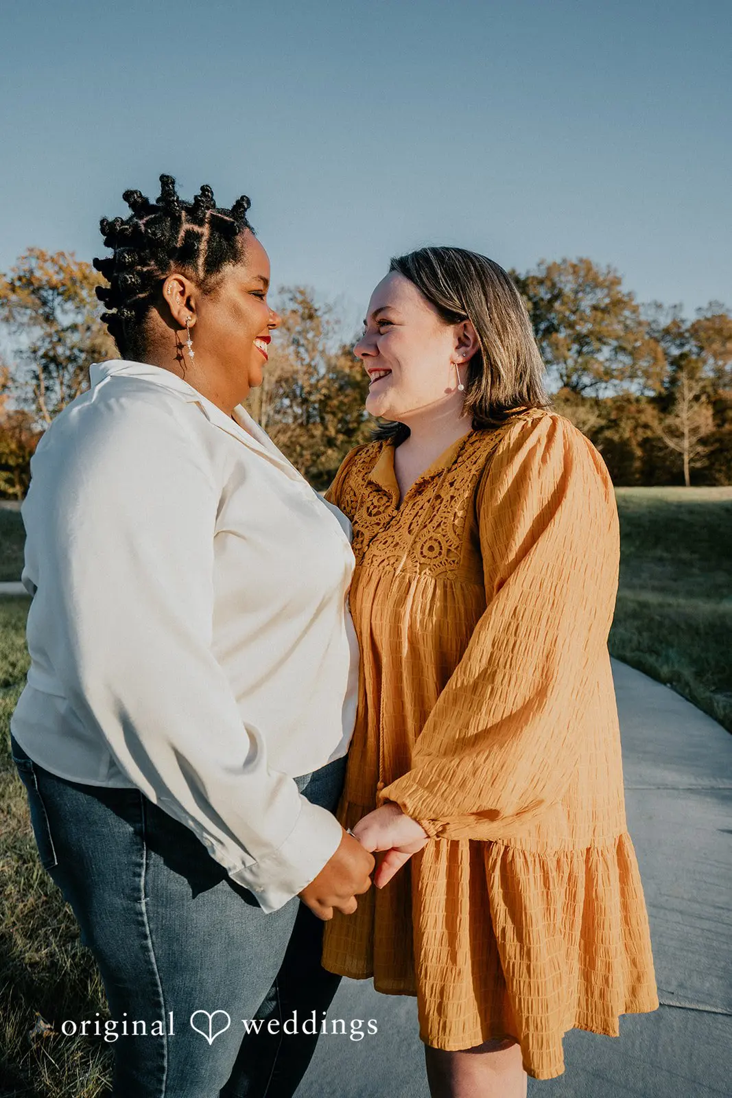 A happy portrait of the couple at Queeny Park