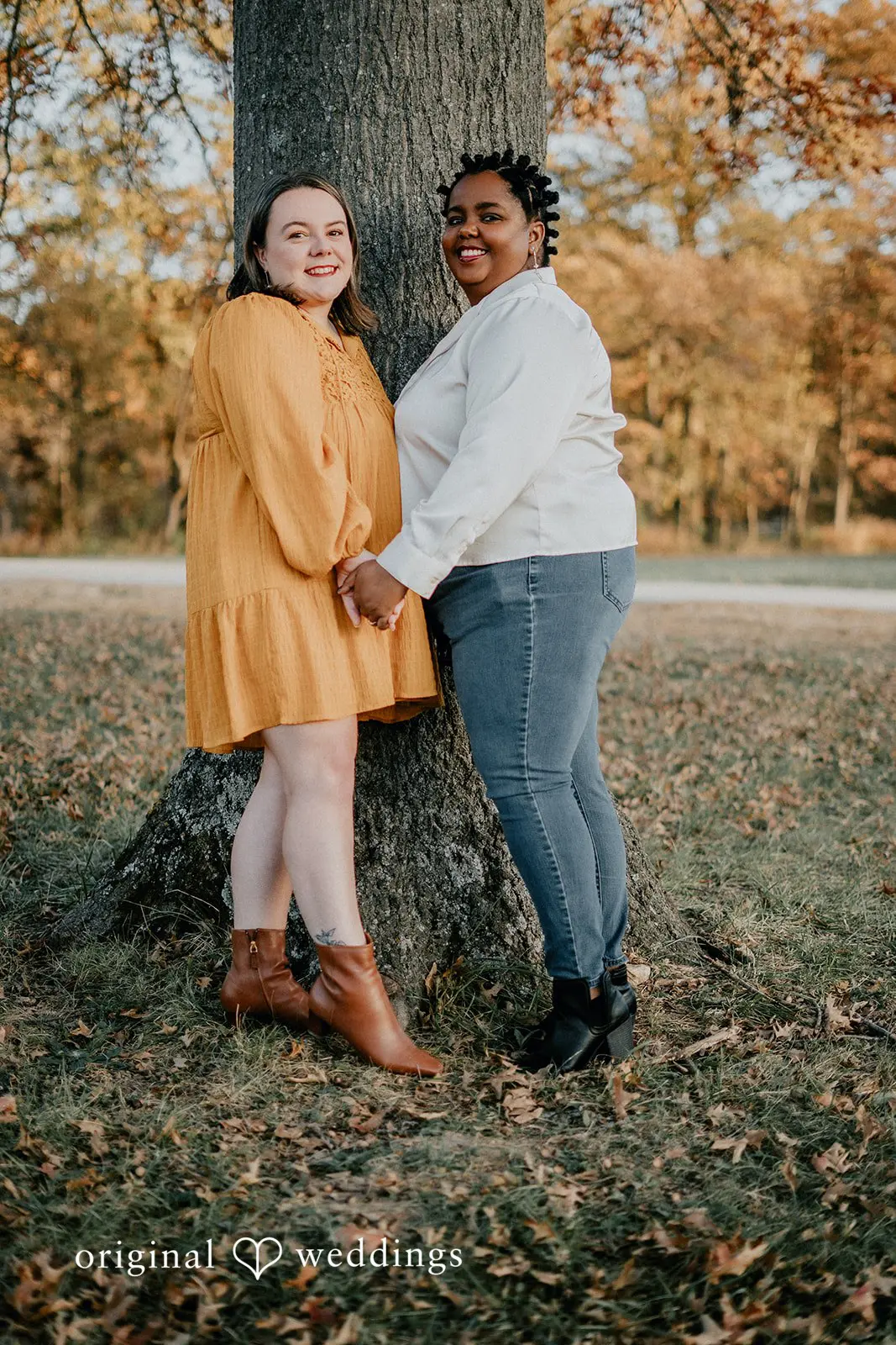 A happy portrait of Ashley and Sydney at Queeny Park